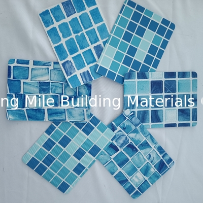 Reinforced with fabric Anti-Microorganisms polyvinyl chloride Blue Mosaic pvc swimming pool liner